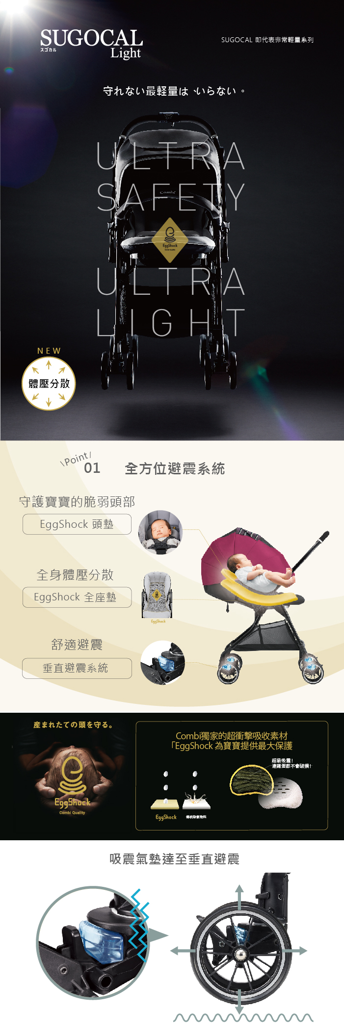日本 Combi Sugocal Light 嬰兒車 [2色]