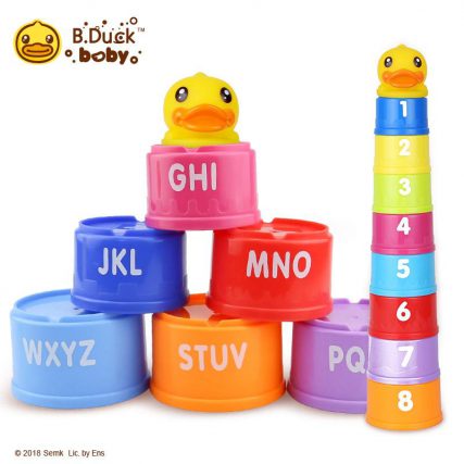 B.Duck 小黃鴨 趣味疊疊樂 嬰兒玩具 嬰兒 益智玩具 積木 疊疊樂 疊疊杯 套杯 層層疊 疊疊杯