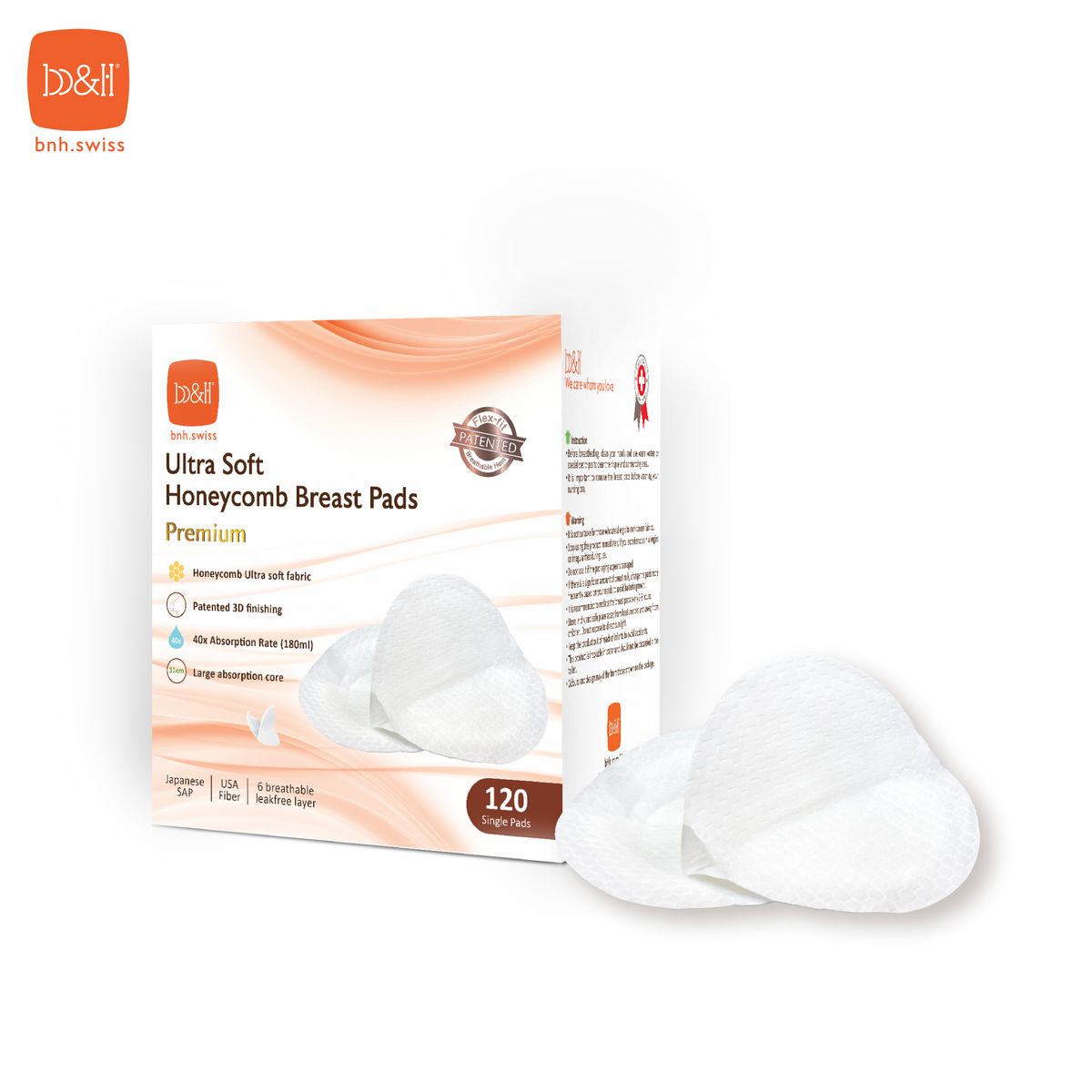 b&h 極柔優質蜂巢乳墊 120片 [獨立包裝]