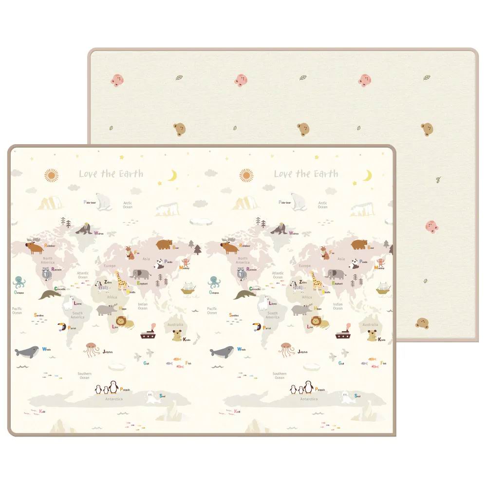 Parklon Prime Living 雙面包邊地墊 [150 x 200 cm] - Love the Earth + Coco Bear & Rabbit