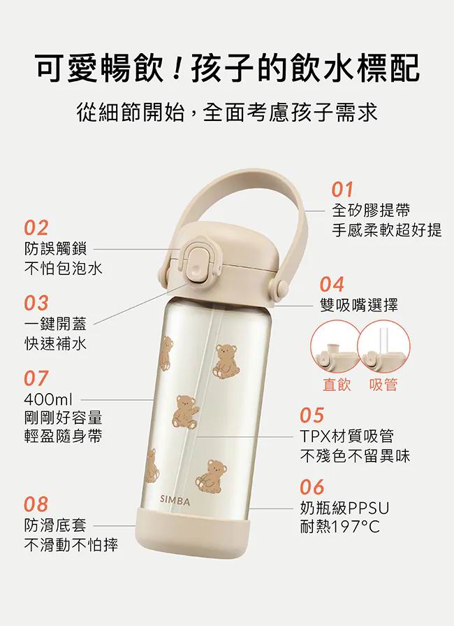 Simba 鉑金PPSU兒童直飲水壺400ml [直飲杯]