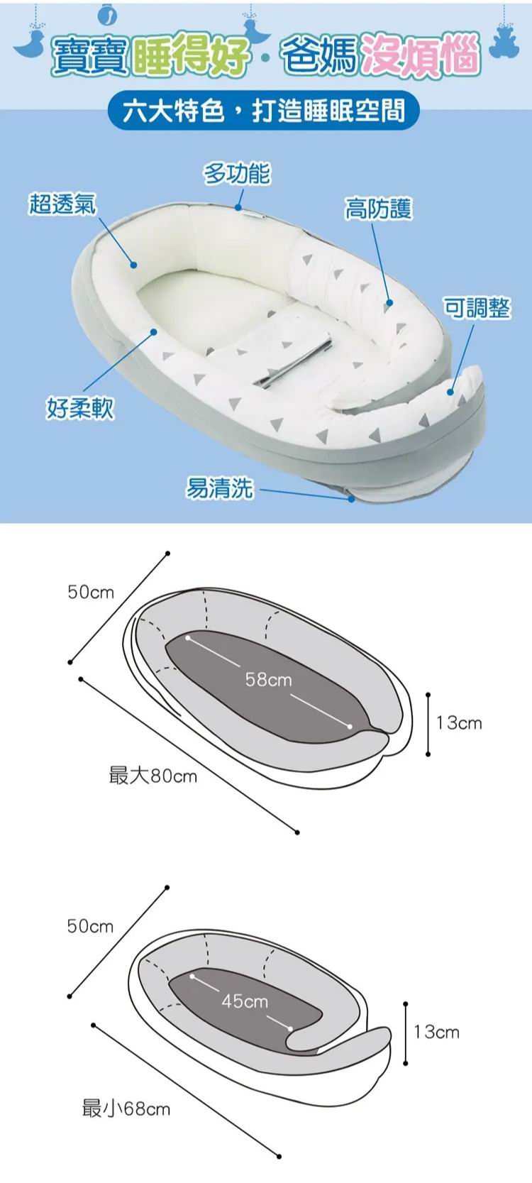比利時 Doomoo Cocoon 豪華安睡睡窩|GOTS有機棉 3D透氣初生嬰兒床中床