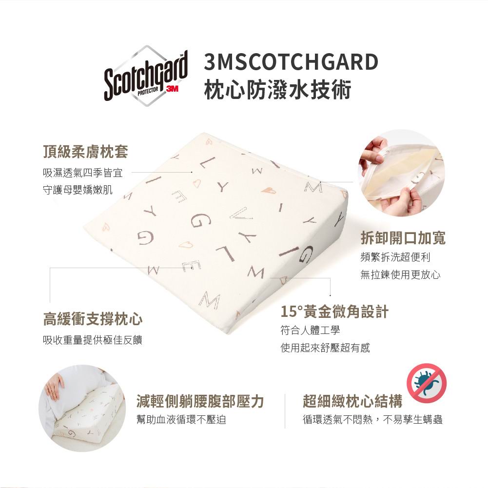 六甲村 Mammy Village Mom-Child 多功楔形釋壓枕｜孕婦側睡托腹枕 & 初生防溢奶枕