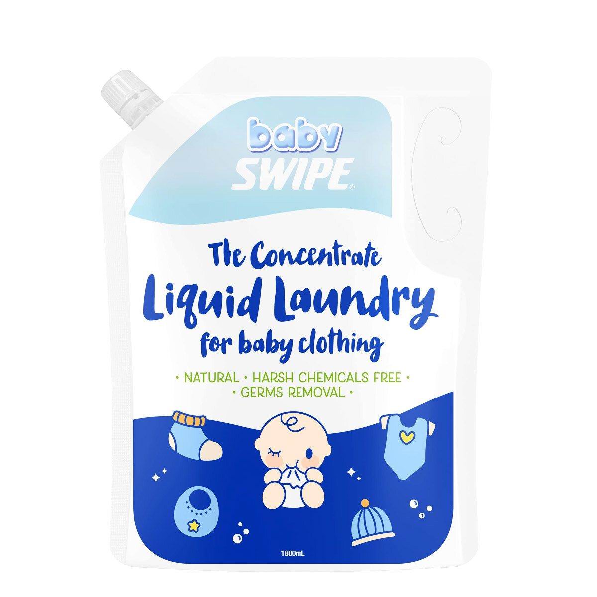 Baby Swipe bb威寶 嬰兒衣物濃縮洗劑 1800ml (補充裝) baby swipe laundry 01